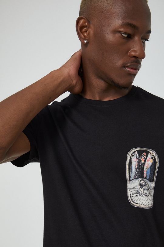 czarny T-shirt bawełniany męski Projekt: Wakacje czarny
