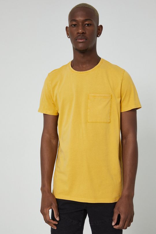 bursztynowy T-shirt bawełniany męski żółty