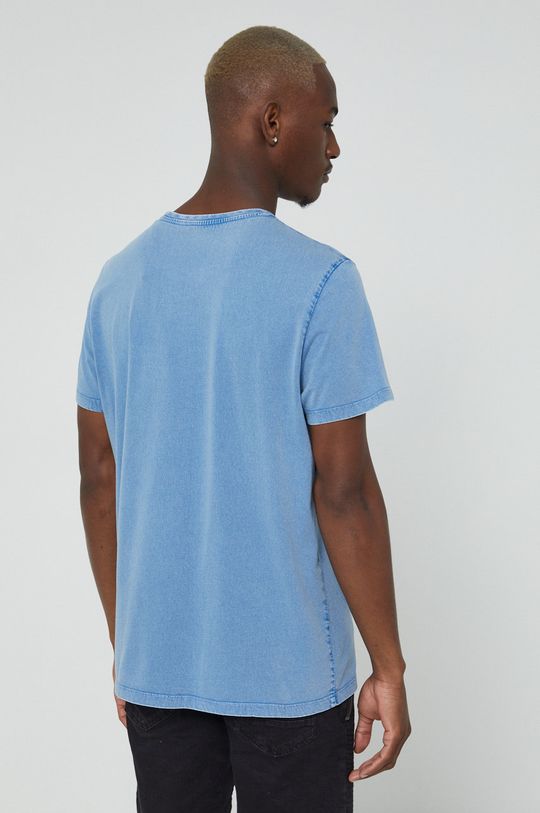 T-shirt bawełniany męski niebieski 100 % Bawełna