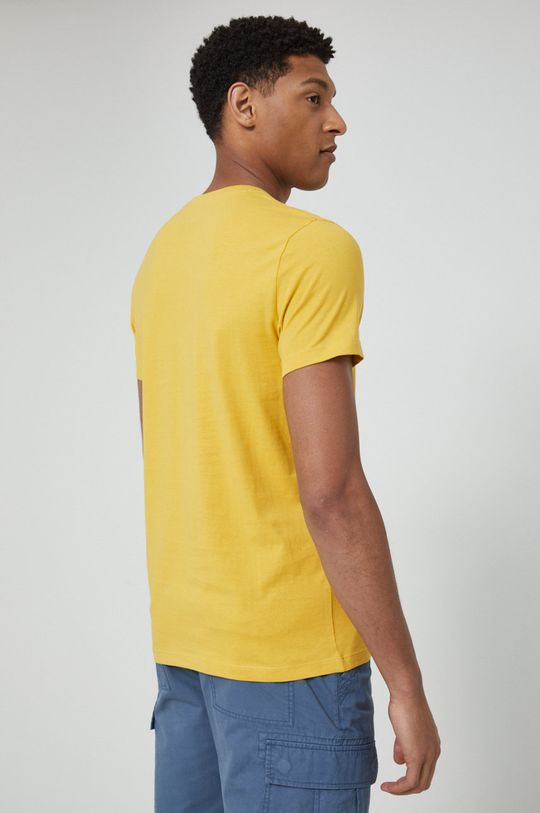 T-shirt bawełniany męski z nadrukiem żółty 100 % Bawełna