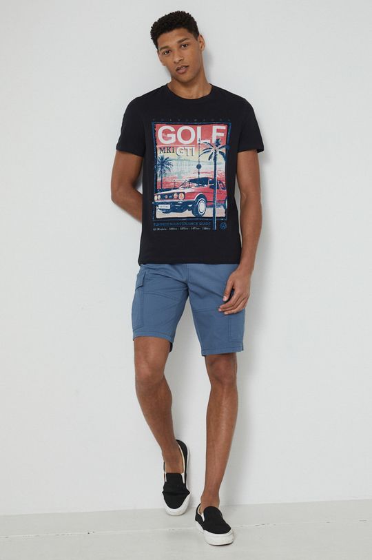 T-shirt bawełniany męski Golf czarny czarny