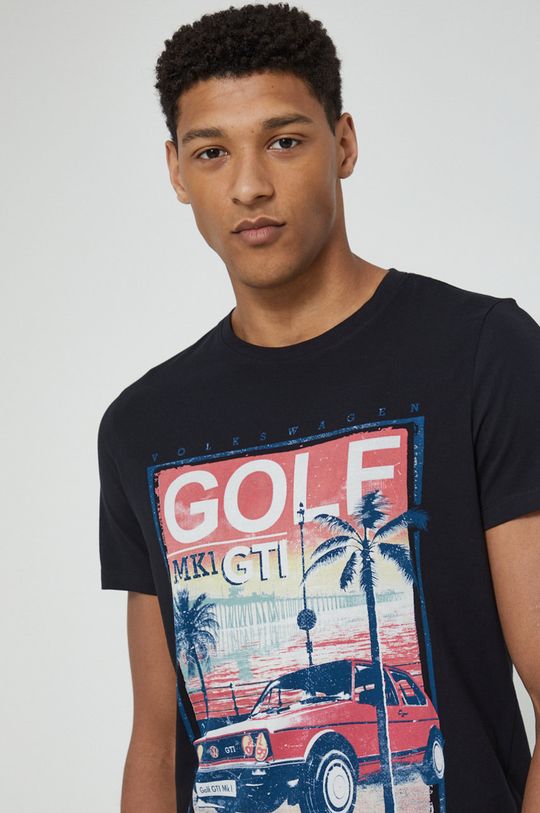 czarny T-shirt bawełniany męski Golf czarny