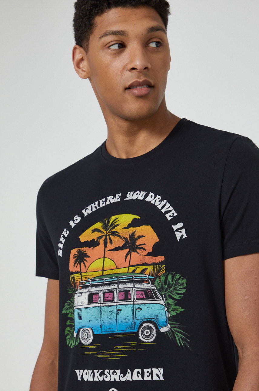 czarny T-shirt bawełniany męski Volkswagen czarny Męski