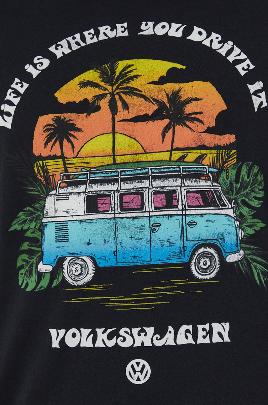 T-shirt bawełniany męski Volkswagen czarny Męski