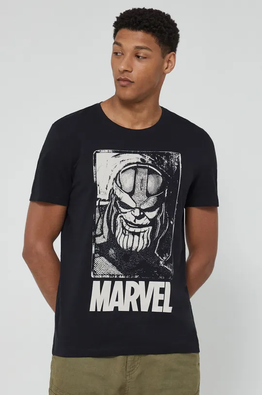 czarny T-shirt bawełniany męski Marvel czarny Męski