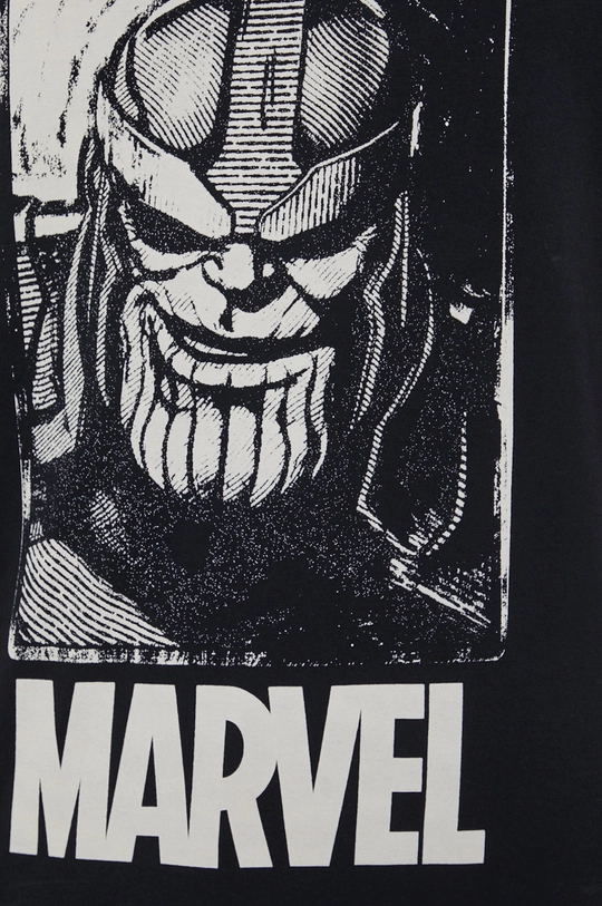 T-shirt bawełniany męski Marvel czarny Męski