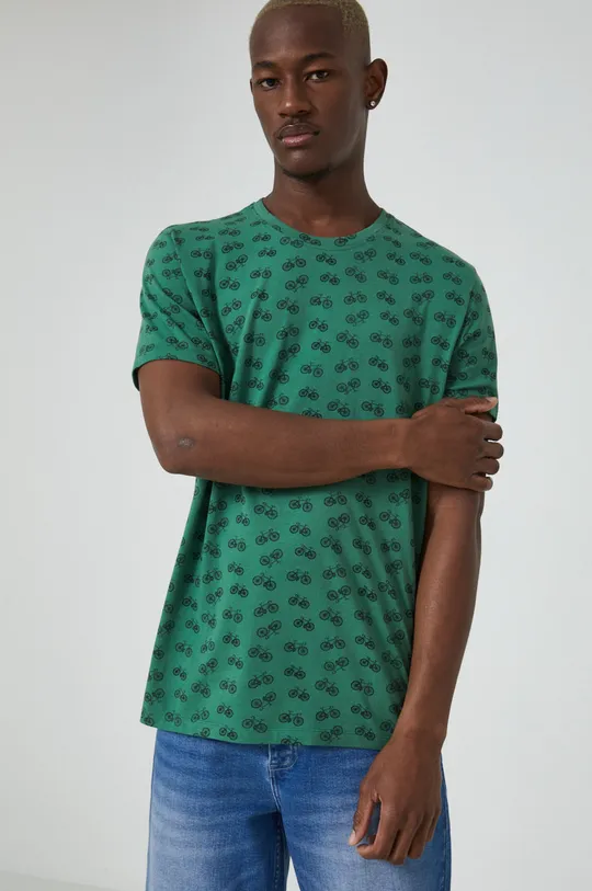 Bavlnené tričko zo vzorovanej pleteniny zelená
