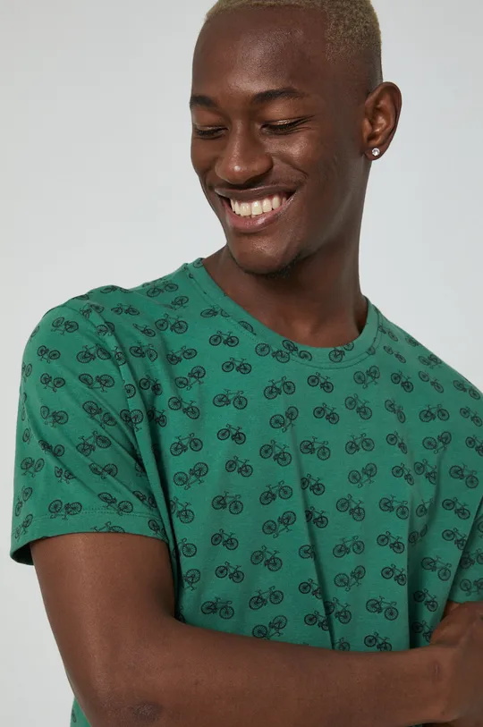 zelená Bavlnené tričko zo vzorovanej pleteniny