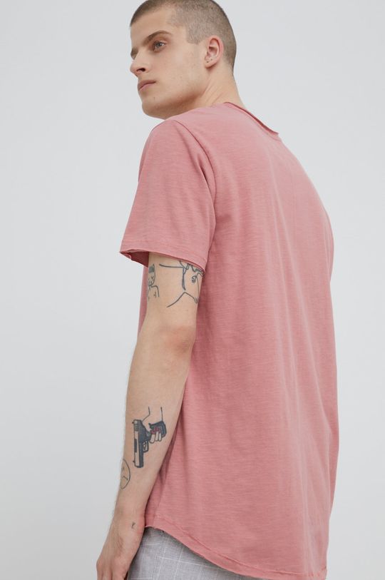 T-shirt bawełniany męski gładki różowy 100 % Bawełna