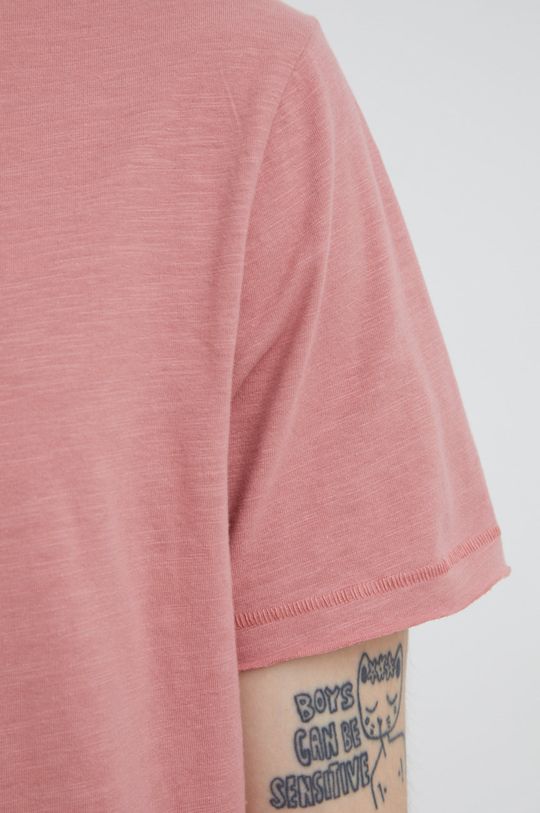 T-shirt bawełniany męski gładki różowy Męski