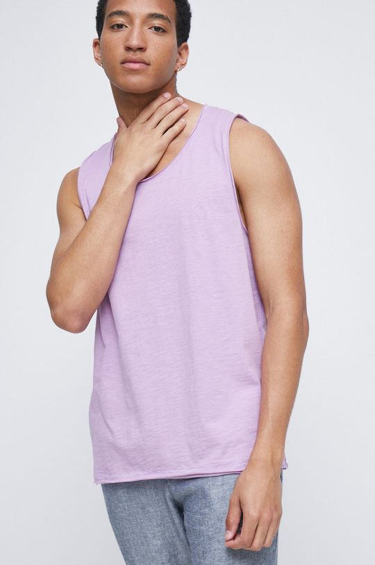 T-shirt bawełniany gładki męski fioletowy Męski