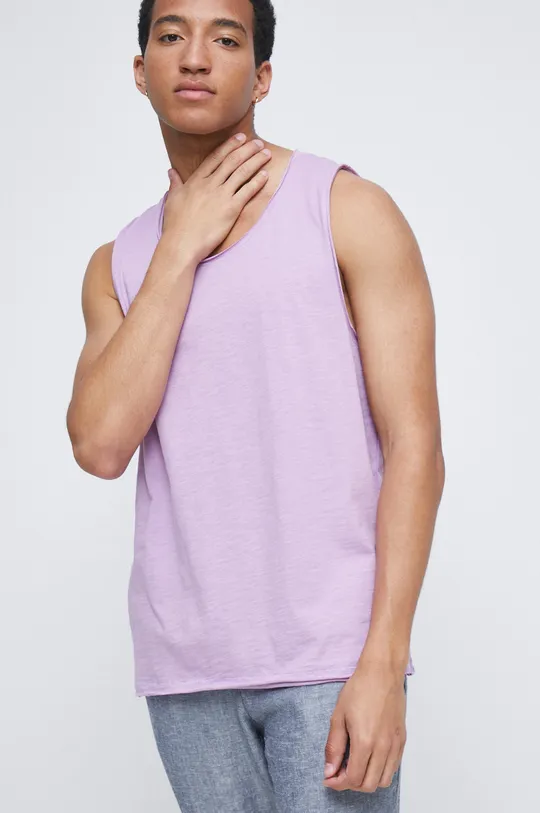 T-shirt bawełniany gładki męski fioletowy Męski