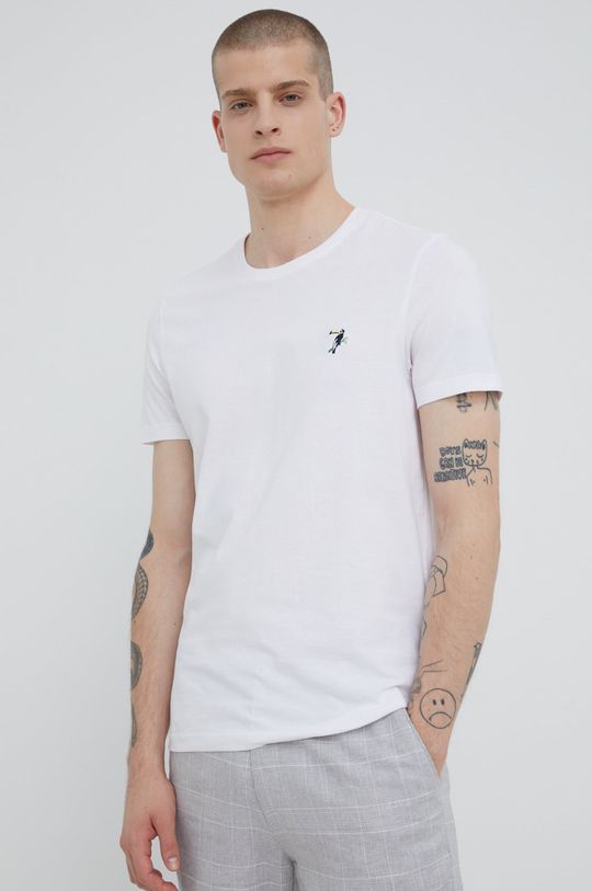 biały T-shirt bawełniany męski wzorzysty biały Męski