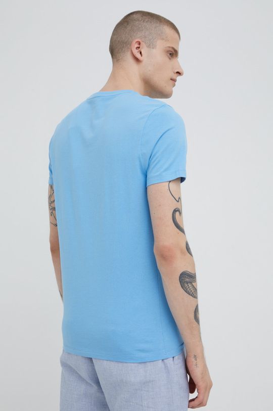 T-shirt bawełniany męski wzorzysty niebieski 100 % Bawełna