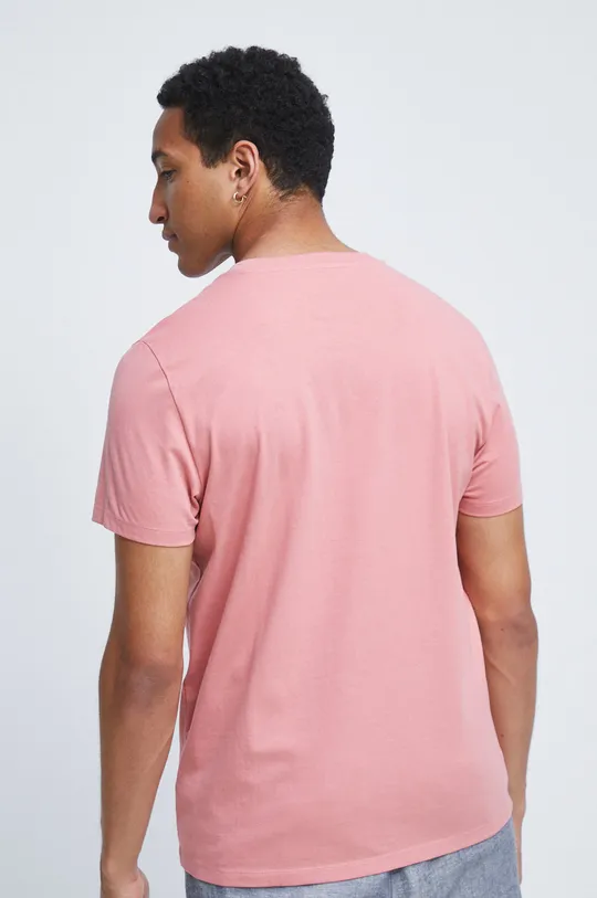 T-shirt bawełniany męski z nadrukiem różowy 100 % Bawełna