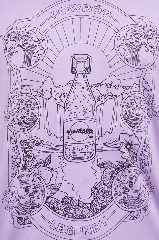 T-shirt bawełniany z nadrukiem fioletowy Męski