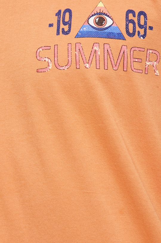 T-shirt bawełniany męski z nadrukiem pomarańczowy