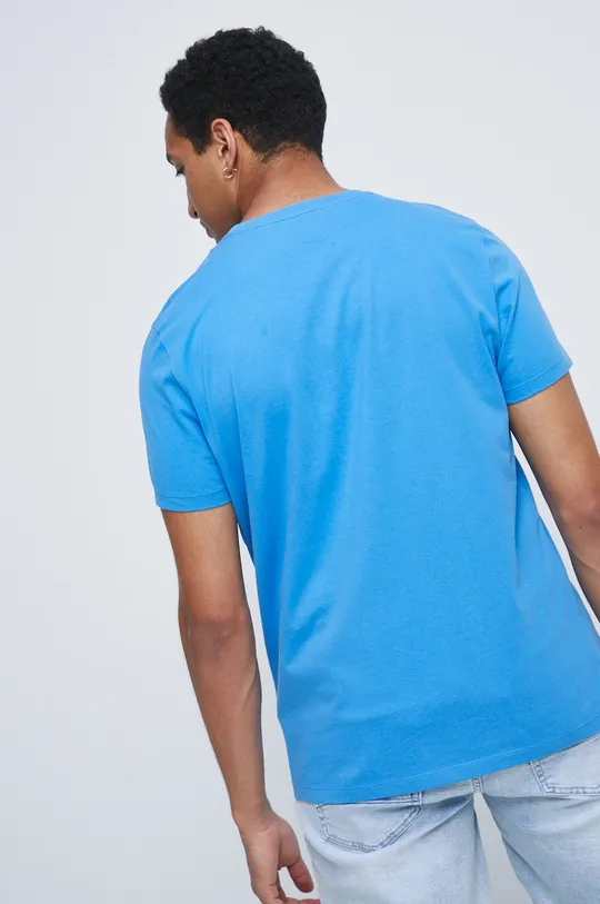 T-shirt bawełniany męski z nadrukiem niebieski 100 % Bawełna