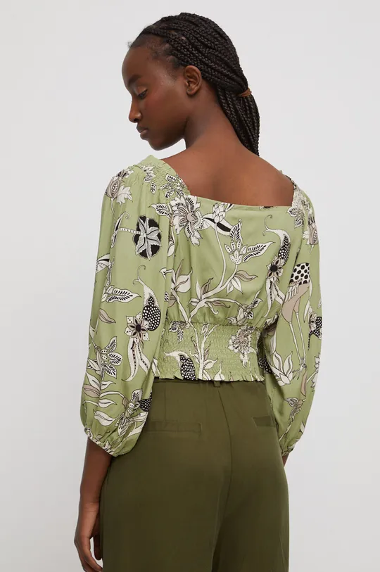 Bluzka damska wzorzysta kolor zielony 100 % Wiskoza