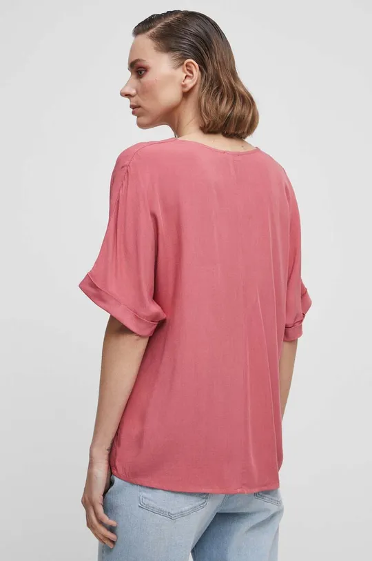 Bluzka damska gładka kolor różowy 100 % Wiskoza