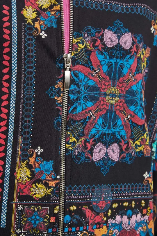 Bluza bawełniana damska z nadrukiem kolor czarny Damski