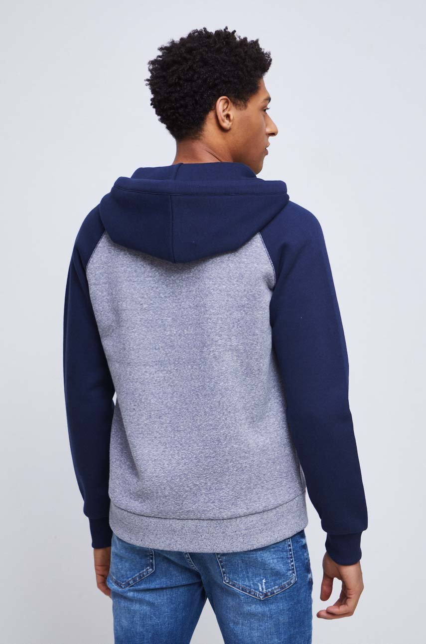Bluza męska z kapturem kolor granatowy Materiał 1: 60 % Bawełna, 40 % Poliester, Materiał 2: 98 % Bawełna, 2 % Elastan