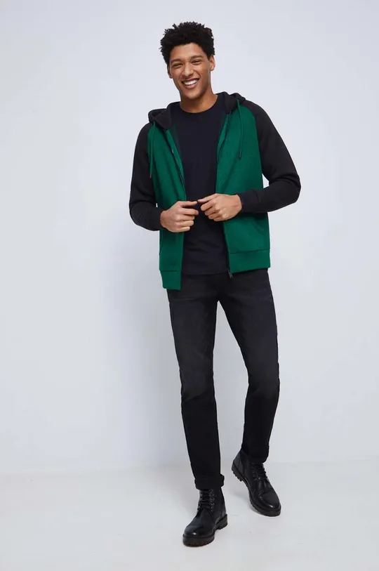 Bluza męska z kapturem kolor zielony cyraneczka