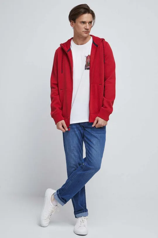 Bluza męska z kapturem kolor czerwony czerwony