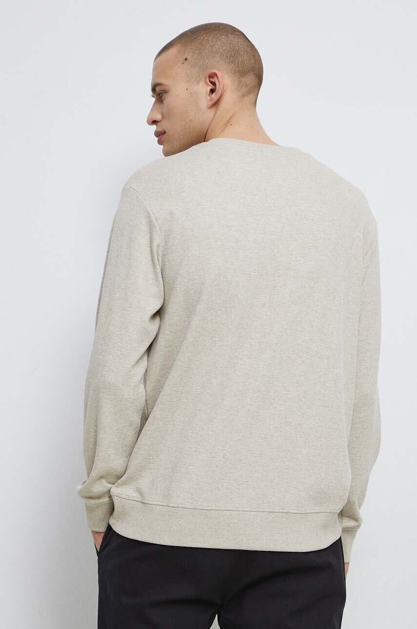 Longsleeve męski z fakturą kolor beżowy <p>Produkt w kolorze czarnym i niebieskim: 50 % Bawełna, 50 % Poliester  Produkt w kolorze beżowym: 60 % Bawełna, 40 % Poliester    </p>