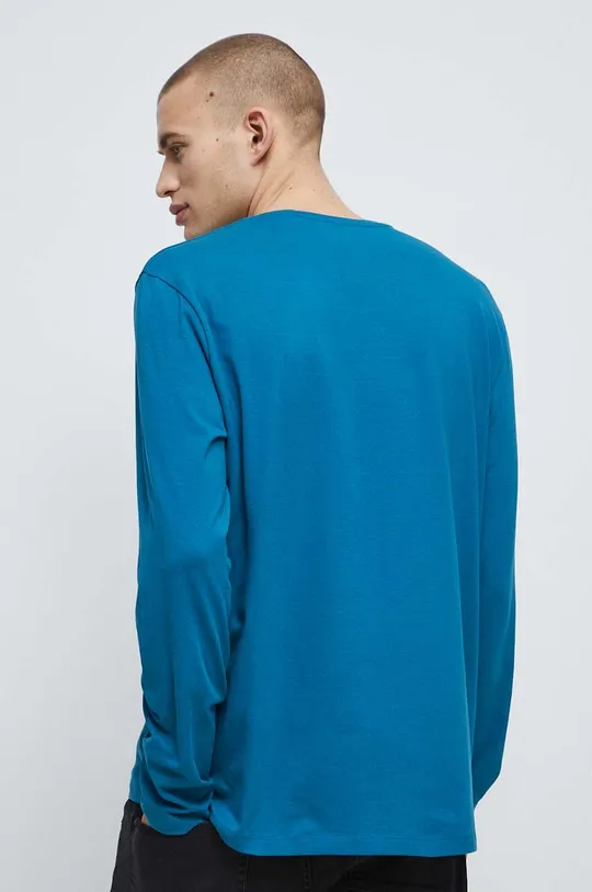 Tričko s dlhým rukávom pánske tyrkysová farba  95 % Bavlna, 5 % Elastan