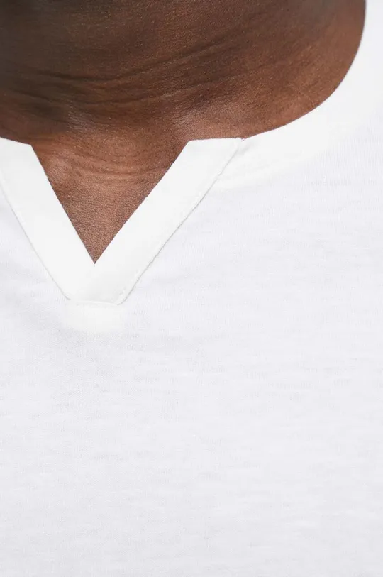 Bavlnené tričko s dlhým rukávom pánske biela farba