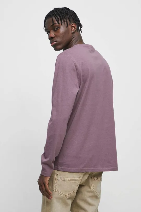 Bavlnené tričko s dlhým rukávom pánske fialová farba <p> 100 % Bavlna</p>