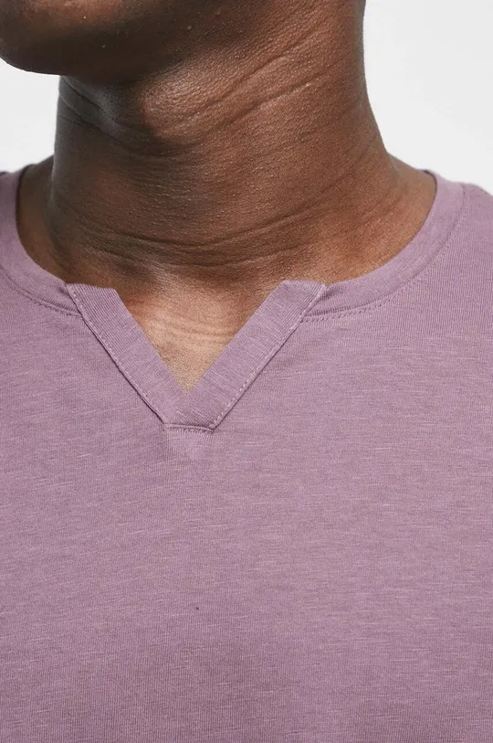 Bavlnené tričko s dlhým rukávom pánske fialová farba Pánsky