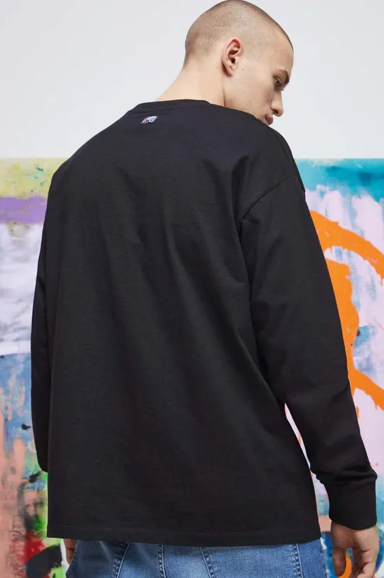 Oblečenie Bavlnené tričko s dlhým rukávom pánske Eviva L'arte čierna farba RS23.BUM255 čierna