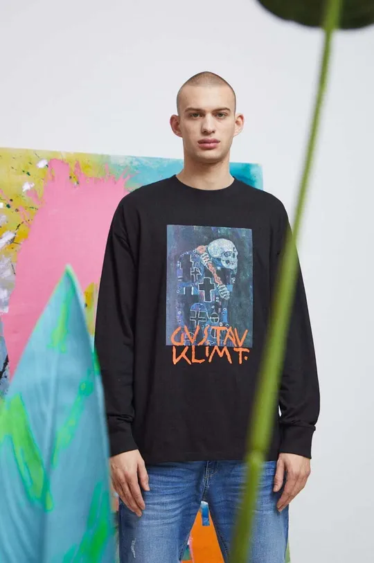 czarny Longsleeve bawełniany męski Eviva L'arte kolor czarny