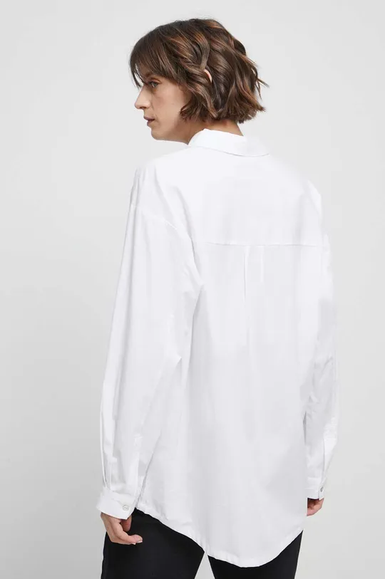 Koszula damska gładka kolor biały 98 % Bawełna, 2 % Elastan