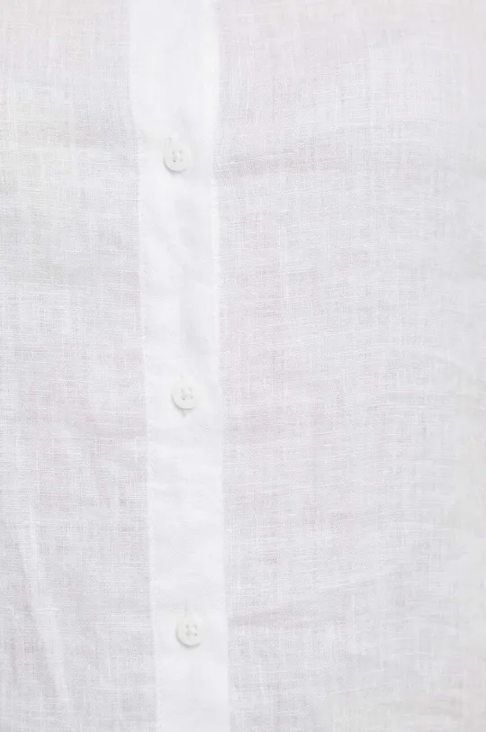 Koszula lniana damska gładka kolor biały Damski
