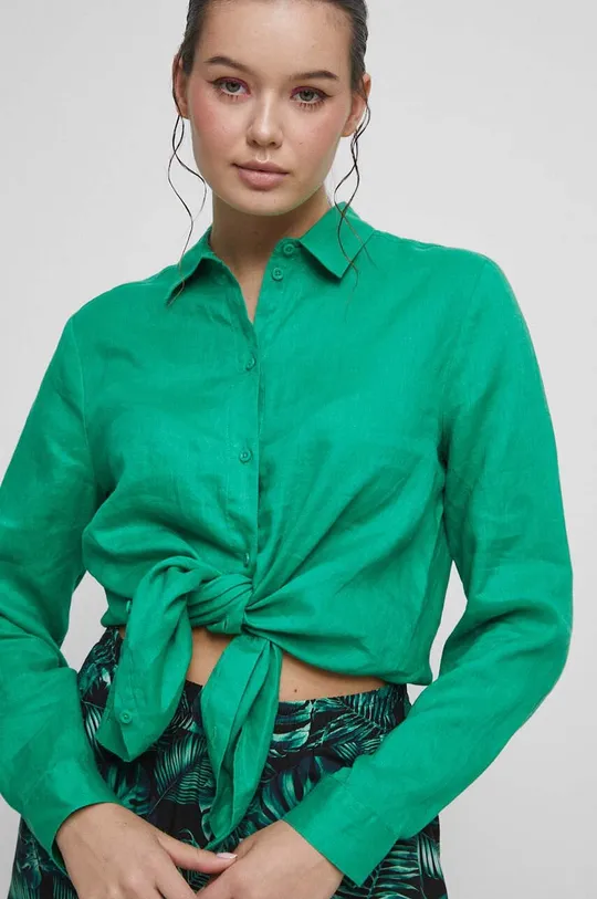 Plátěná košile dámská zelená barva