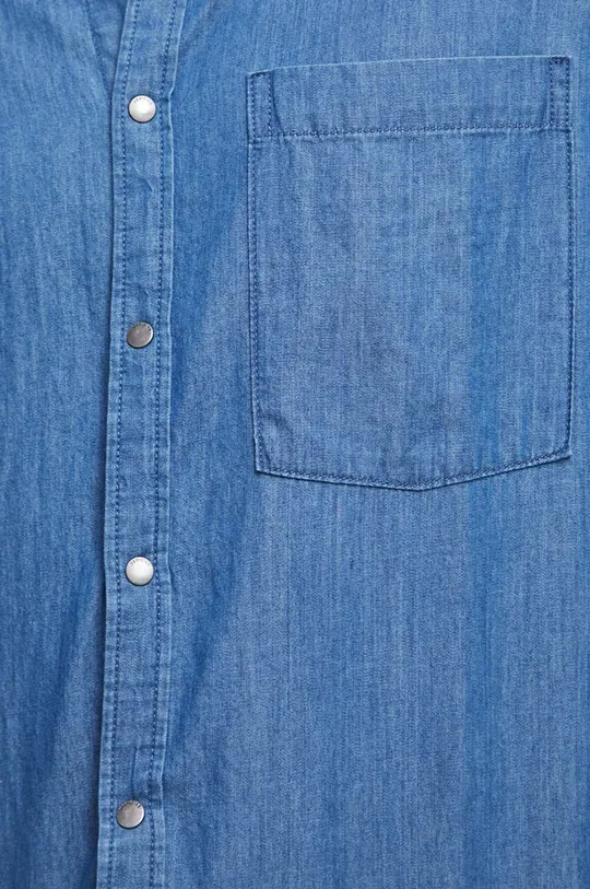 Koszula bawełniana męska ze stójką kolor niebieski niebieski