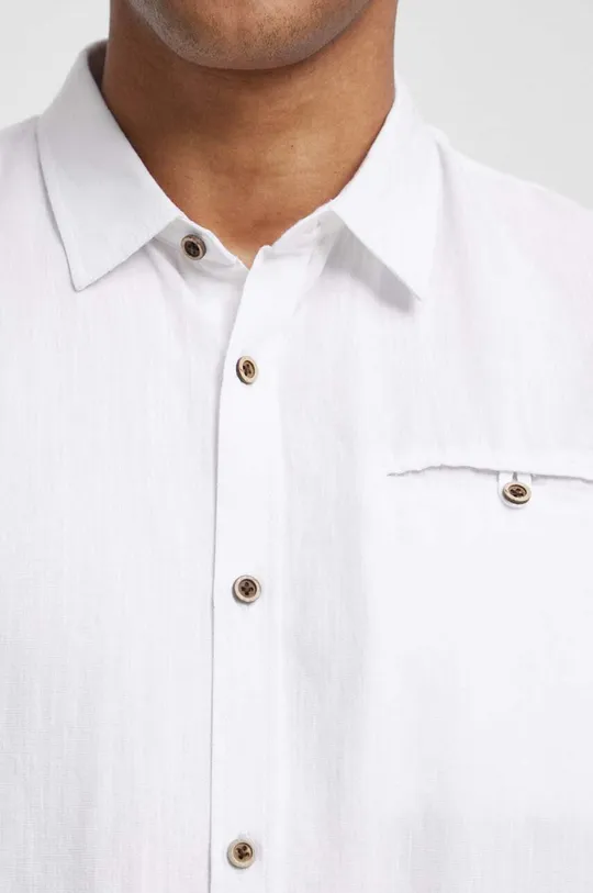 Koszula lniana męska gładka kolor biały Męski