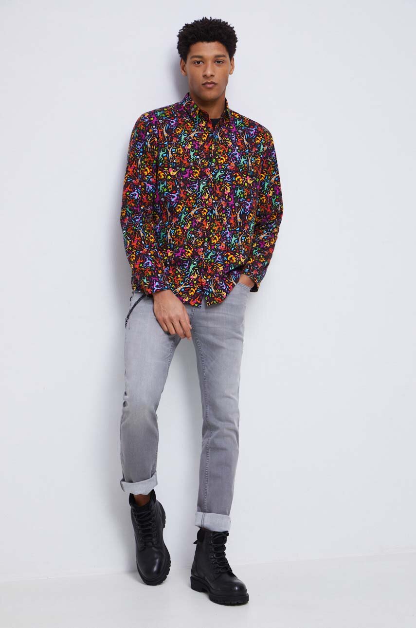 Koszula męska z kolekcji WOŚP x Medicine kolor multicolor Materiał zasadniczy: 98 % Bawełna, 2 % Elastan, Inne materiały: 100 % Bawełna