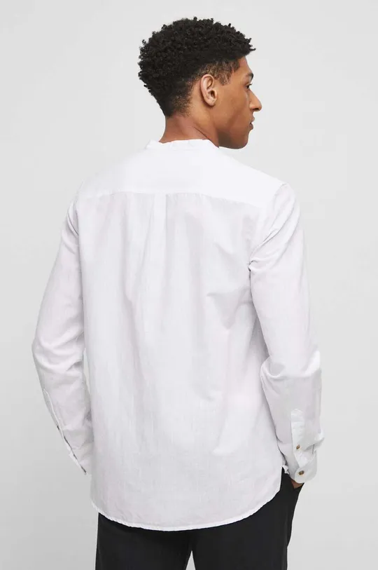 Koszula lniana męska gładka kolor biały Materiał zasadniczy: 55 % Len, 45 % Bawełna, Inne materiały: 100 % Poliester