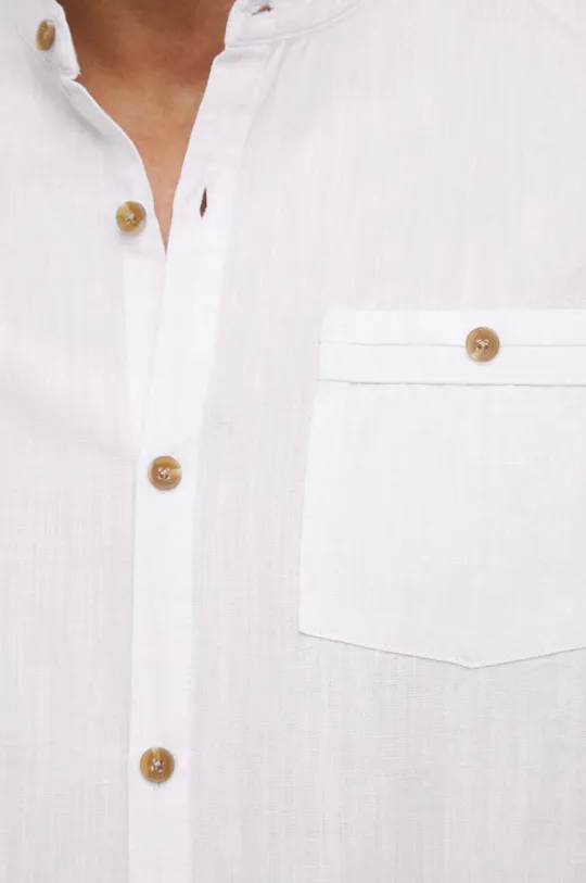 Koszula lniana męska gładka kolor biały