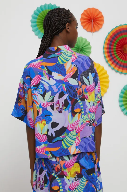 Koszula damska by Olamaloú kolor multicolor 100 % Wiskoza
