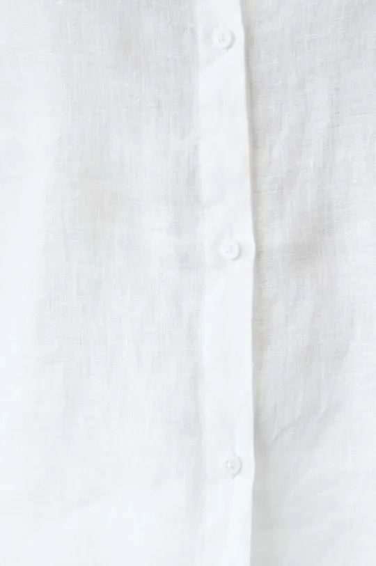 Koszula lniana damska gładka kolor biały Damski