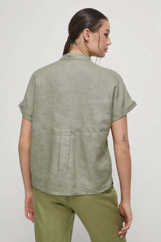 Plátěná košile dámská zelená barva  100 % Len