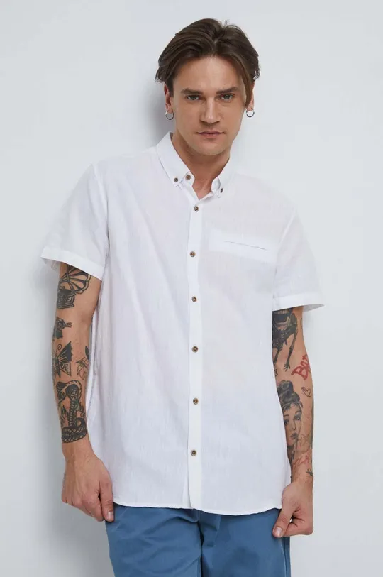 bianco Medicine camicia di lino Uomo