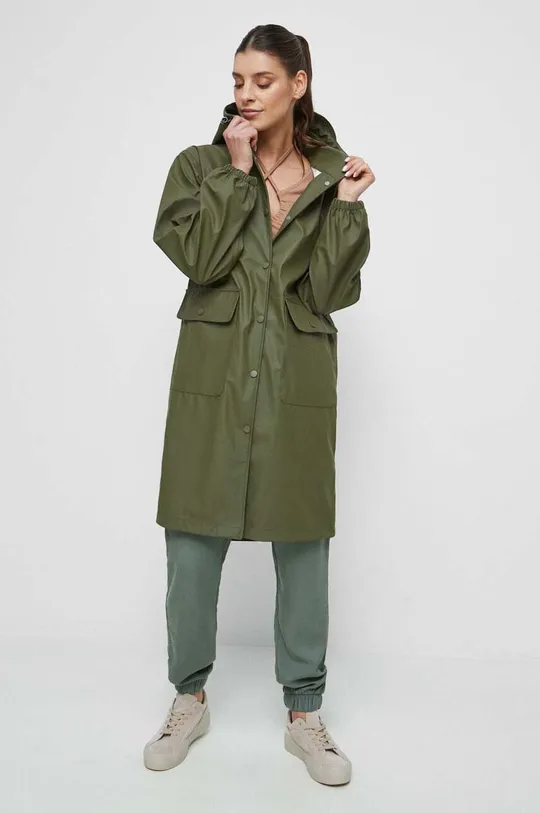 Nepremokavý kabát dámsky zelená farba zelená