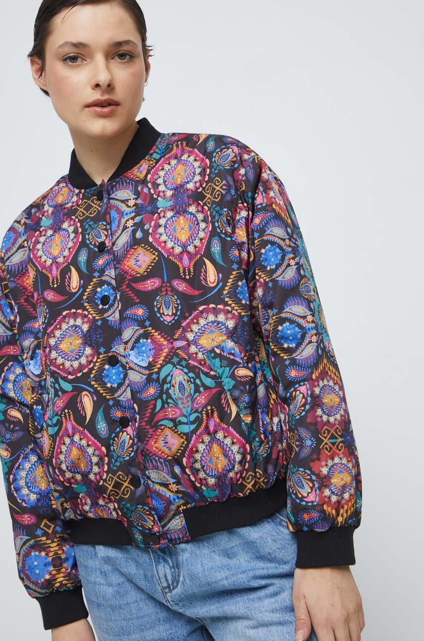 multicolor Kurtka bomber damska wzorzysta kolor multicolor