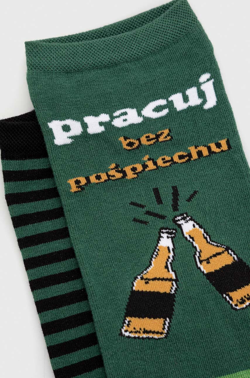 Skarpetki męskie bawełniane wzorzyste (2-pack) kolor zielony ciemny zielony